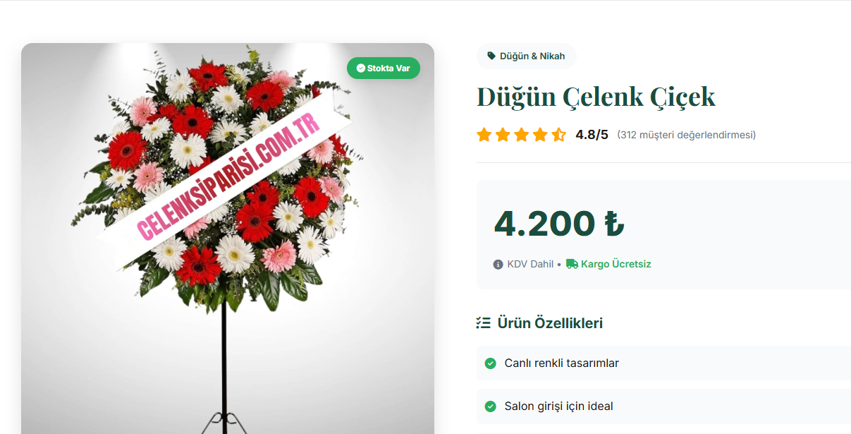 Düğün Çelenk Gönderimi Düğüne Çelenk Yolla Gönder
