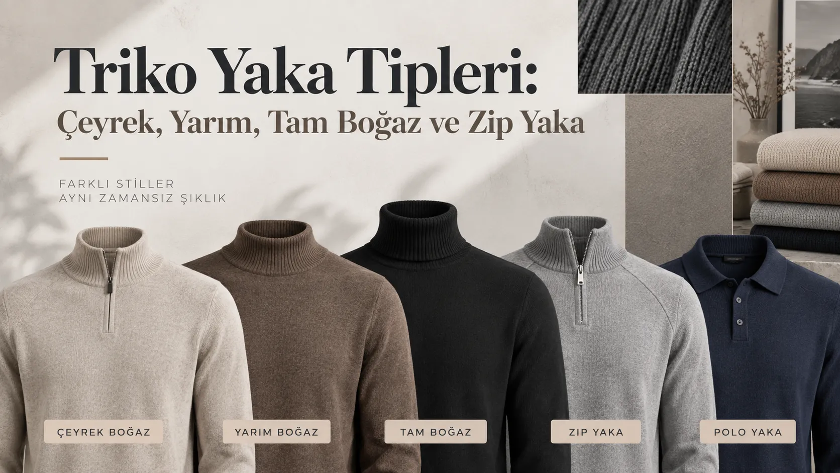 Triko Yaka Tipleri: Çeyrek, Yarım, Tam Boğaz ve Zip Yaka